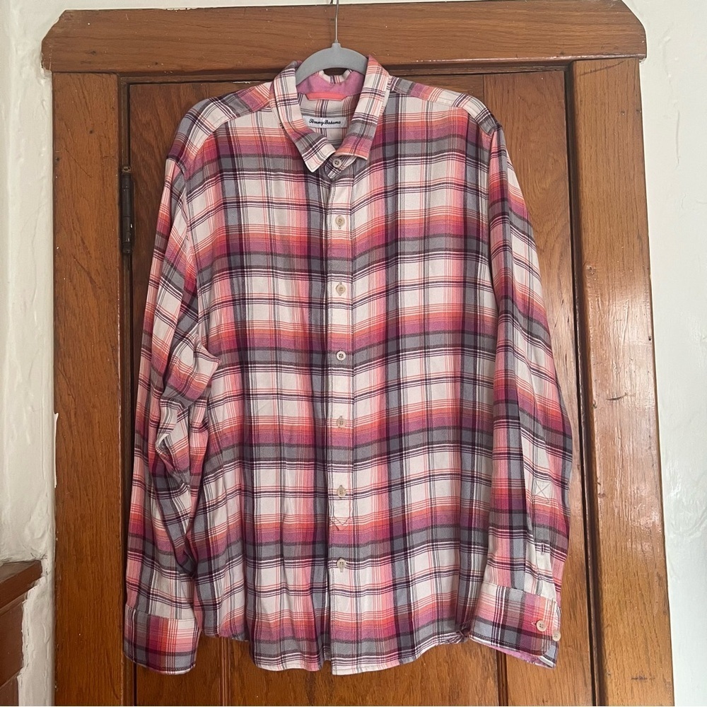 Tommy Bahama Red and White Casual Button Down Shirt